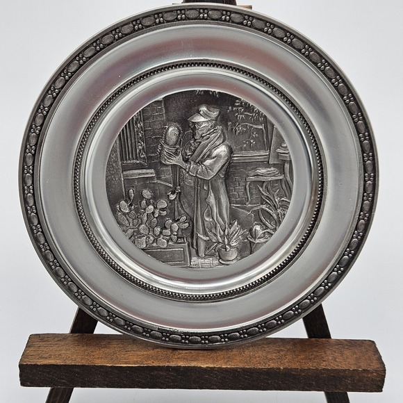 A&G (Adolf Griebhaber) Other - Vtg German Pewter (94% Zinc) Plate Adolf Griebjaber Depucting The Poor Poet